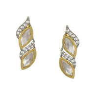 Thumbnail for Boat Shaped Earrings with Diamond in Gold (Silver) - Ruby Raang - Distacart