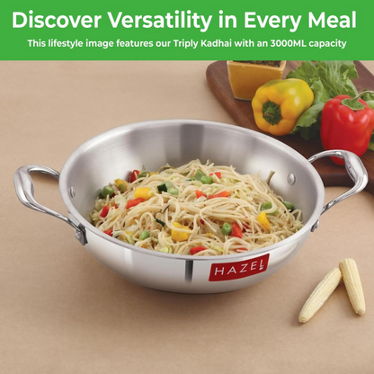 Hazel Triply Stainless Steel Induction Bottom Kadhai - Distacart