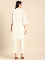 Thumbnail for Anouk Women Paisley Placement Printed Band Collar Straight Pure Cotton Kurta & Trousers - Distacart