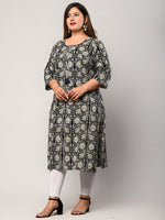 Thumbnail for Swasti Women Black Ethnic Motifs Printed Flared Sleeves Floral Kurta