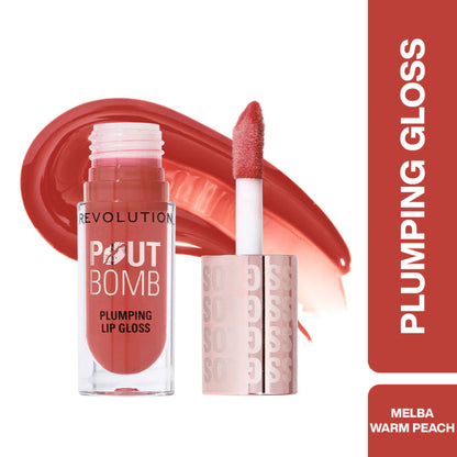 Makeup Revolution Pout Bomb Plumping Gloss - Melba Warm Peach
