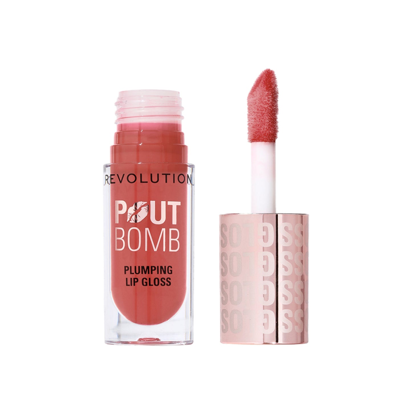 Makeup Revolution Pout Bomb Plumping Gloss - Melba Warm Peach - Distacart