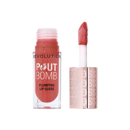 Makeup Revolution Pout Bomb Plumping Gloss - Melba Warm Peach - Distacart