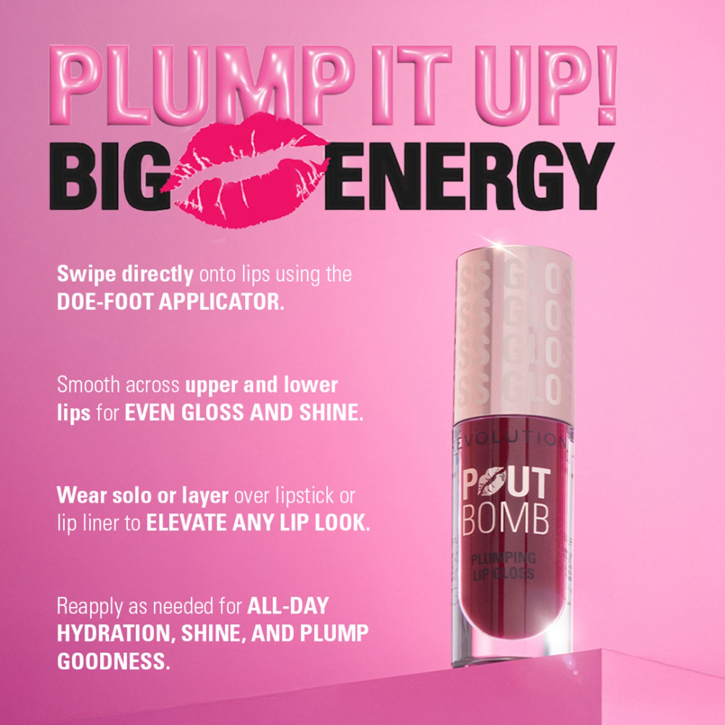 Makeup Revolution Pout Bomb Plumping Gloss - Cherry Sheer Red - Distacart