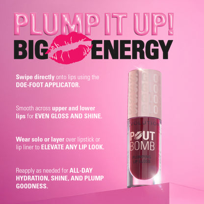 Makeup Revolution Pout Bomb Plumping Gloss - Cherry Sheer Red - Distacart