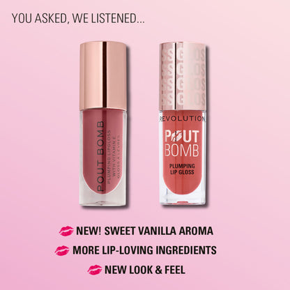 Makeup Revolution Pout Bomb Plumping Gloss - Cherry Sheer Red - Distacart