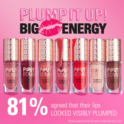 Makeup Revolution Pout Bomb Plumping Gloss - Cherry Sheer Red - Distacart