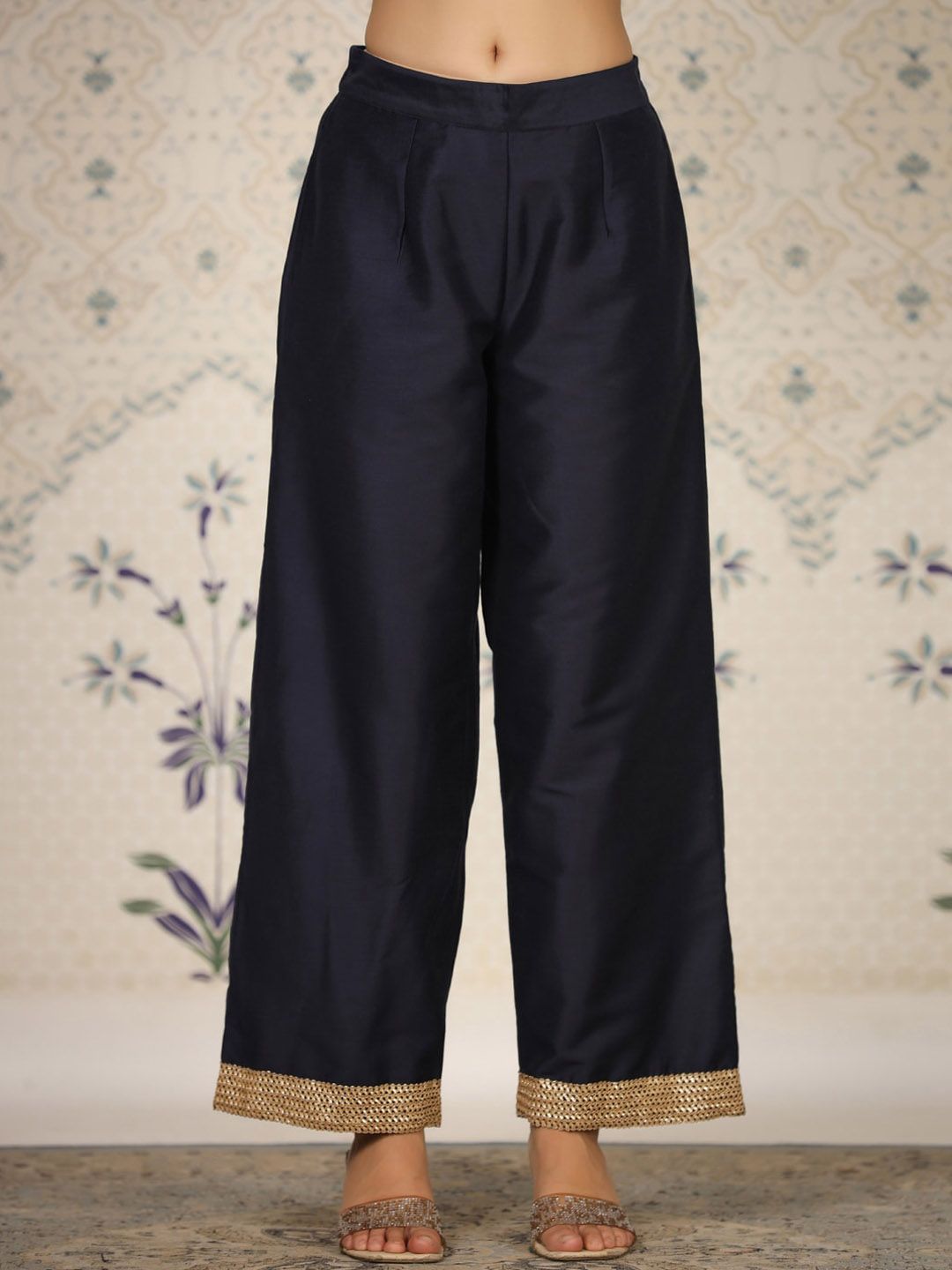 Ode by House of Pataudi Round Neck Kurta With Palazzos - Distacart