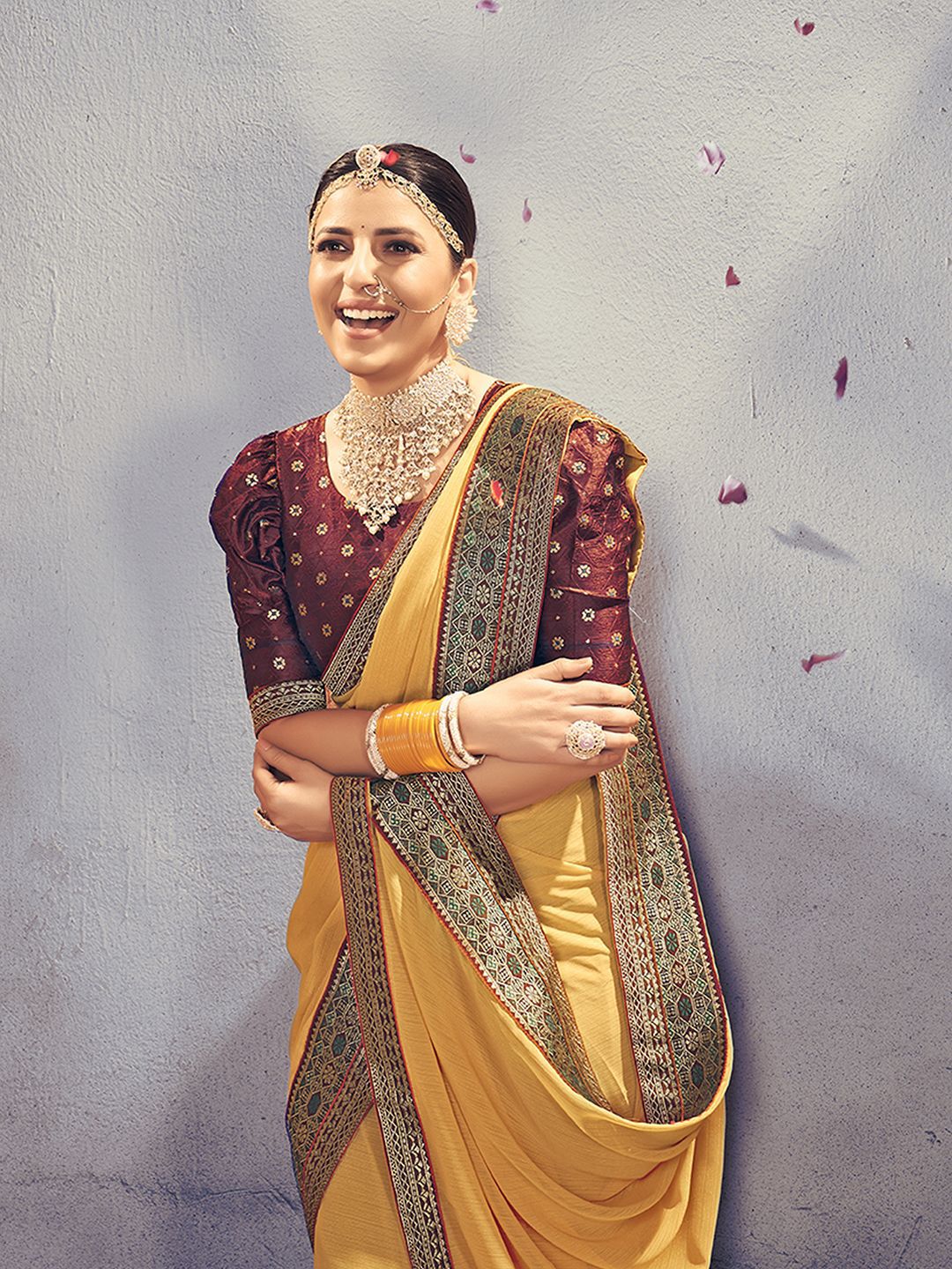 Mitera Ready to Wear Saree With Heavy Brocade Blouse - Distacart