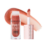 Thumbnail for Makeup Revolution Pout Bomb Shimmer Lip Gloss - Nude Glow