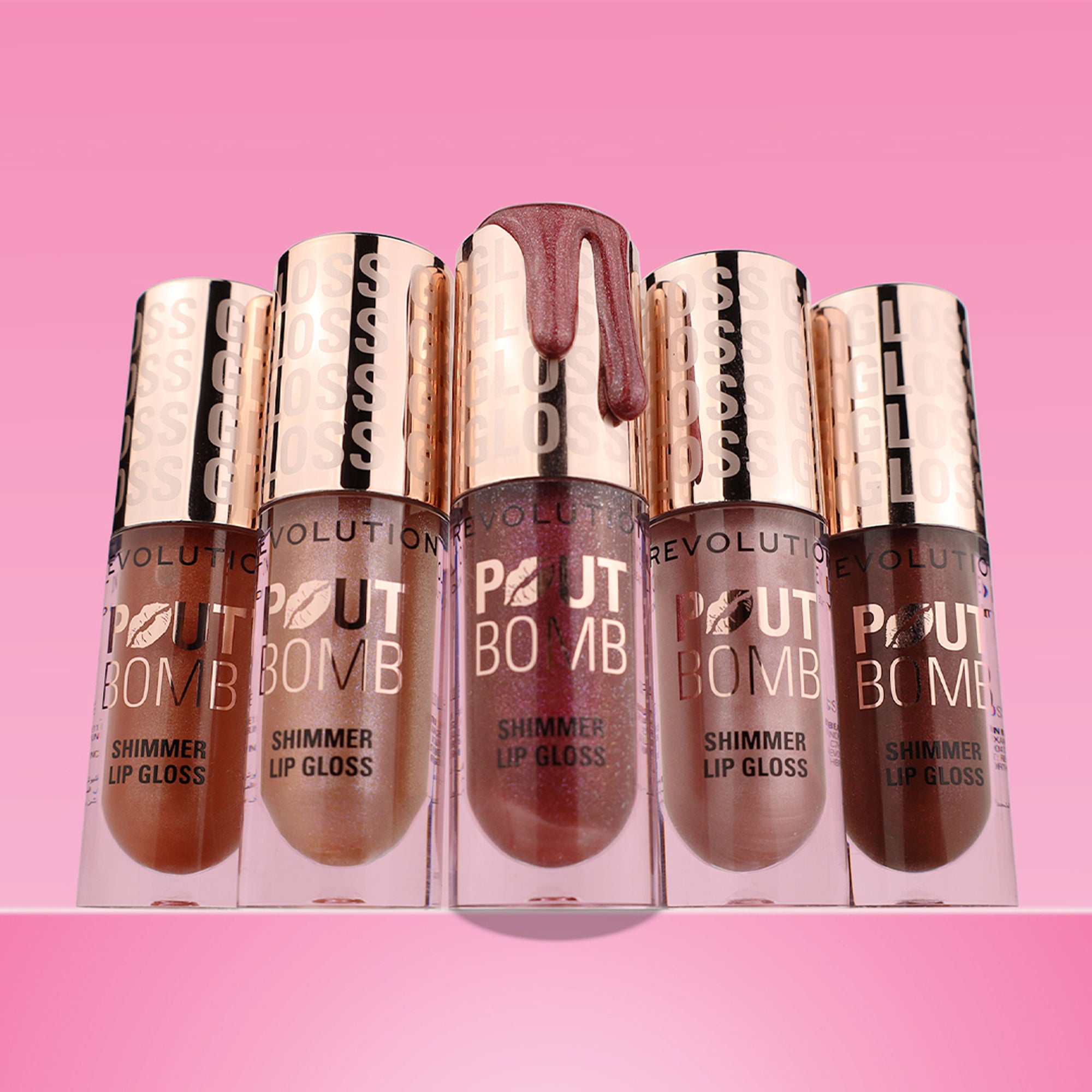 Makeup Revolution Pout Bomb Shimmer Lip Gloss - Nude Glow - Distacart