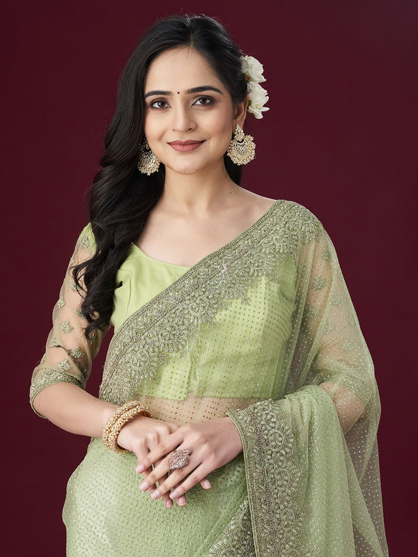 kasee Ethnic Motifs Embellished Net Sarees