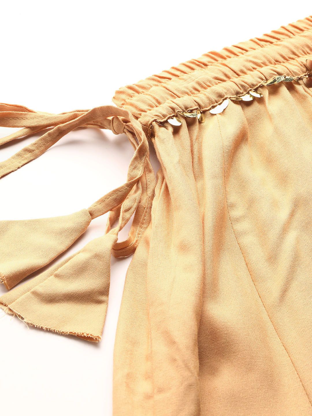 TAG 7 Women Beige Solid Flared Palazzos