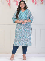 Thumbnail for Swasti Plus Size Floral Printed Pure Cotton Kurta