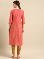 Thumbnail for All About You Women Peach-Coloured Embroidered Kurta with Trousers - Distacart