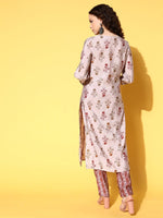 Thumbnail for All About You Women Amusing Taupe Ethnic Motifs Print Parade Kurta with Trousers - Distacart