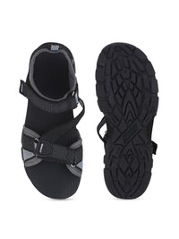 Thumbnail for Sparx Men Black & Grey Solid Sports Sandals