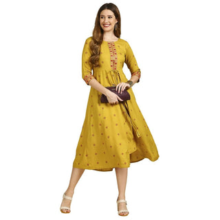 Anubhutee Women's Rayon A-Line Midi Casual Green Dress - Distacart