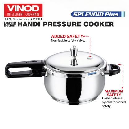 Vinod Splendid Plus Stainless Steel Outer Lid Pressure Cooker - Dista