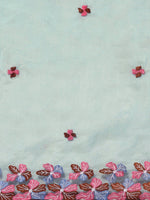 Thumbnail for Anouk Blue & Pink Floral Organza Saree - Distacart