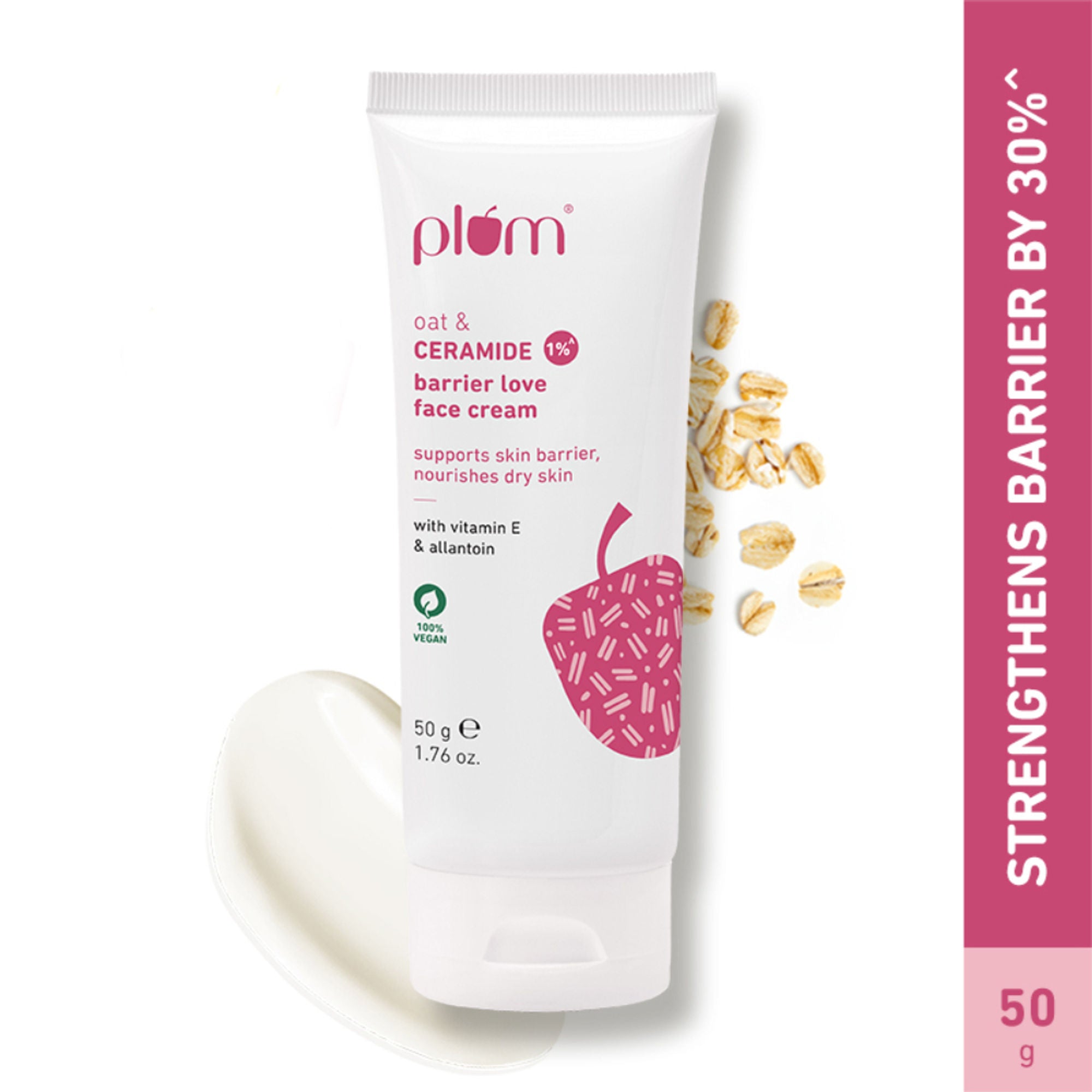 Plum 1% Ceramide Face Cream With Oat, Strengthens Skin Barrier & Nourishes