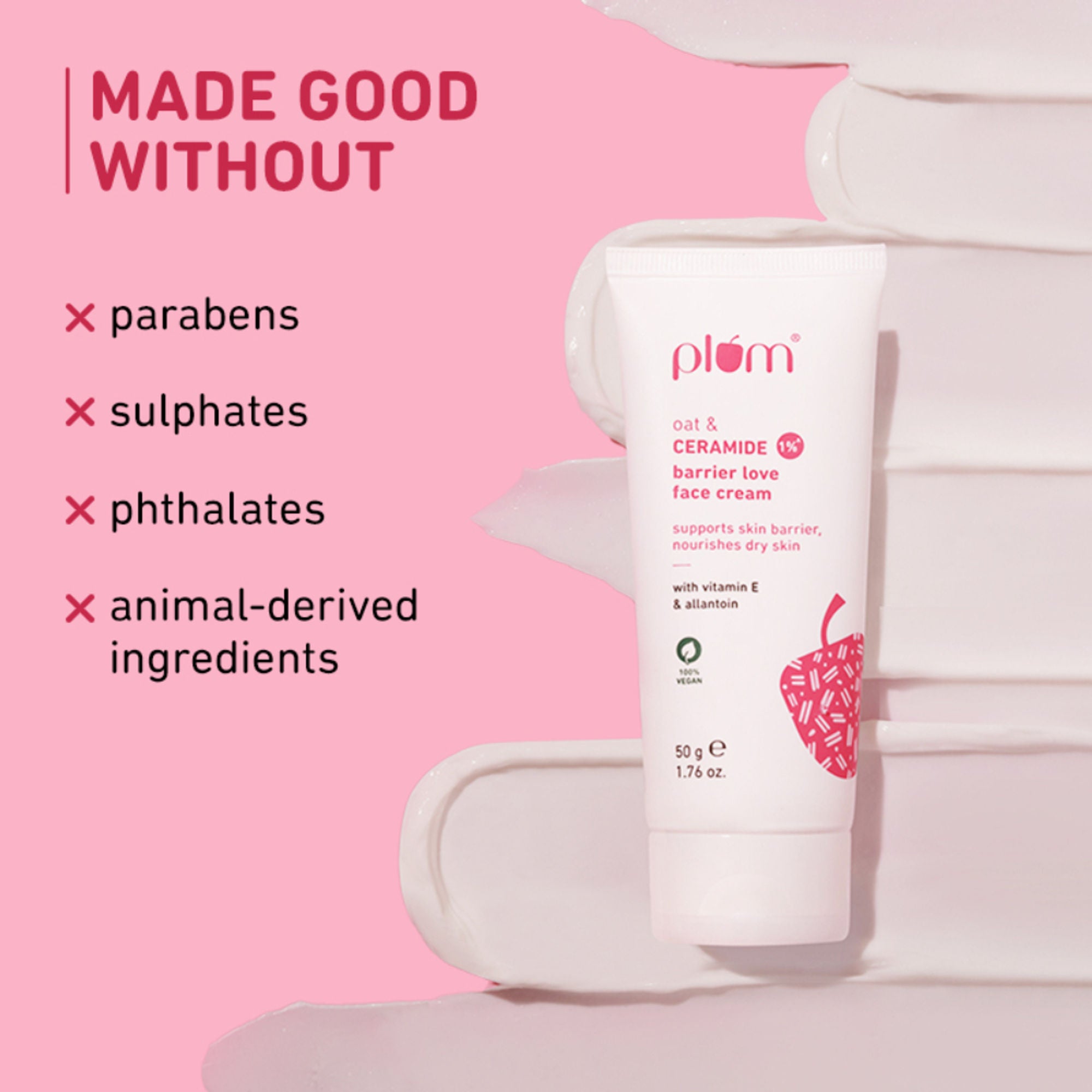 Plum 1% Ceramide Face Cream With Oat, Strengthens Skin Barrier & Nourishes - Distacart