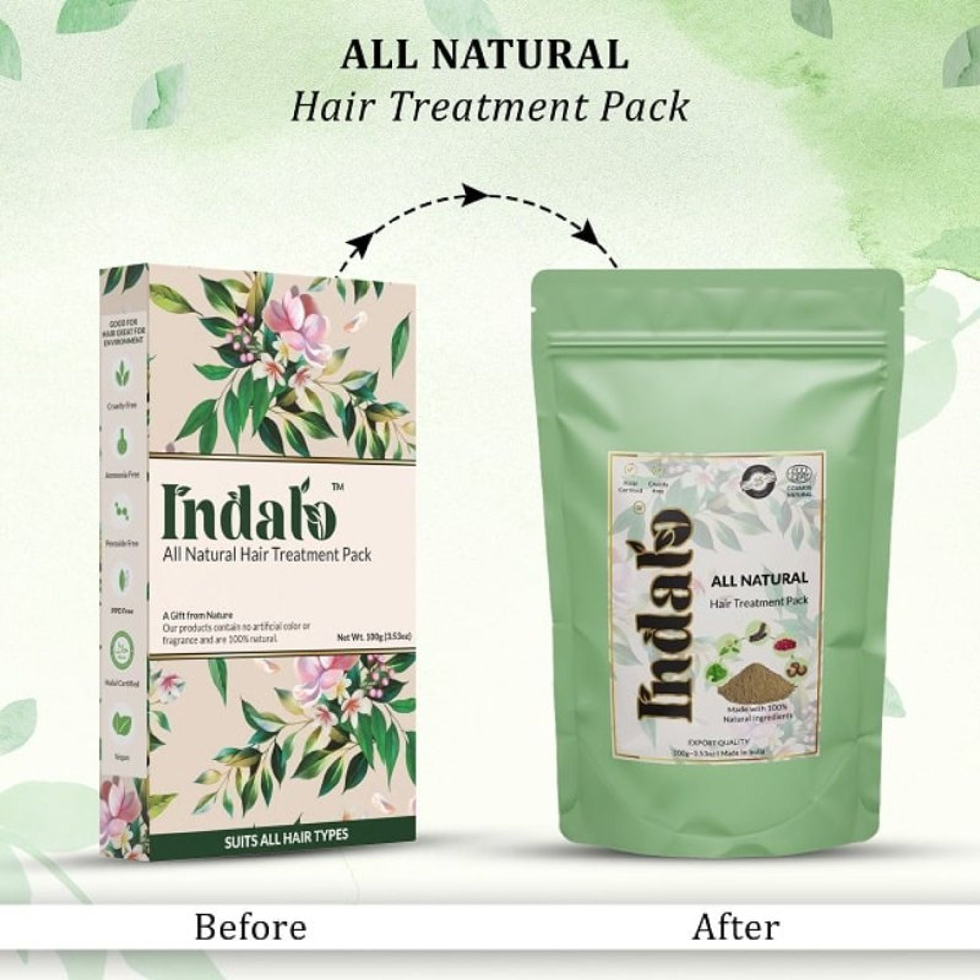 Indalo All-Natural Hair Treatment Pack - Shikakai & Bhringraj - Dista