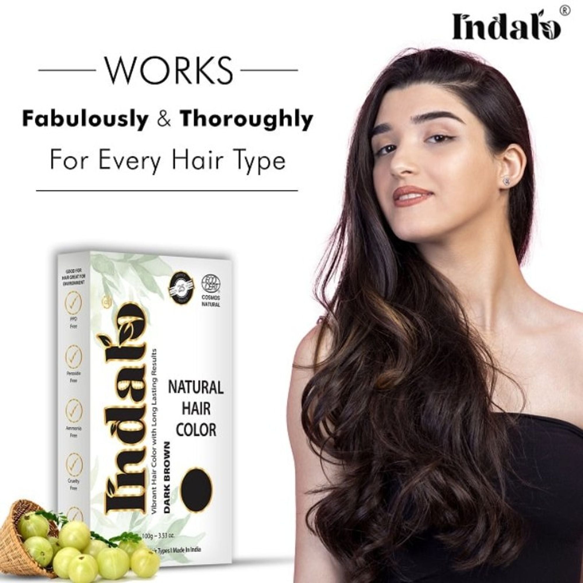 Indalo Natural Baheda And Brahmi Hair Colour - Dark Brown - Dista