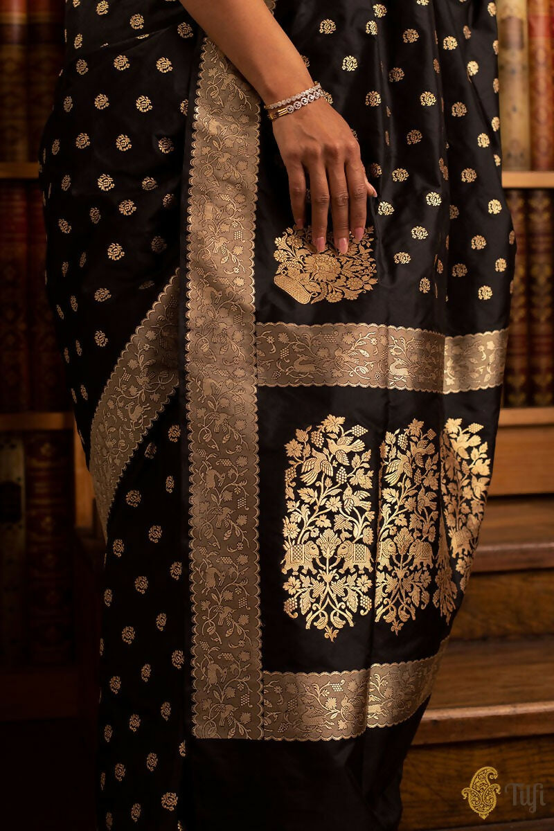 Preksha Creation Indian Style Banarasi Soft Silk Women Saree - Black - Distacart