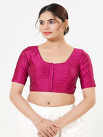 Thumbnail for Joban Fashion Magenta Taffeta Silk Elbow Sleeveless Front Open Blouse