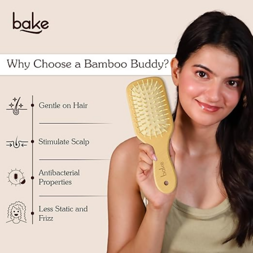 Bake Bamboo Buddy Wooden Hair Brush For Promotes Hair Growth - Distacart