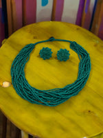Thumbnail for Inhanns Vibrant Handmade 20 Layers Beaded Necklace With Matching Earrings - Sea Green - Distacart
