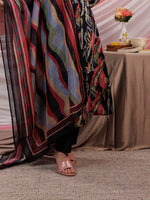 Thumbnail for Yufta Chanderi Black Printed Kurta Dupatta Set