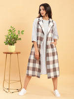 Thumbnail for BohoJazz Earthy Check Linen Jacket with Fine Check Linen Dress