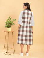 Thumbnail for BohoJazz Earthy Check Linen Jacket with Fine Check Linen Dress