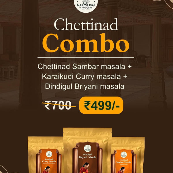 Narchuvai Foods Chettinad Combo (Chettinad Sambar Masala + Karaikudi Curry Masala + Dindigul  Biryani Masala) - Distacart