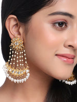 Thumbnail for NVR Women Gold-Plated Kundan Chandbali Earrings - Distacart