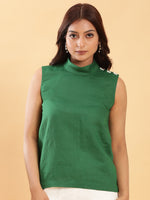 Thumbnail for BohoJazz Chic Green Fitted Formal Top