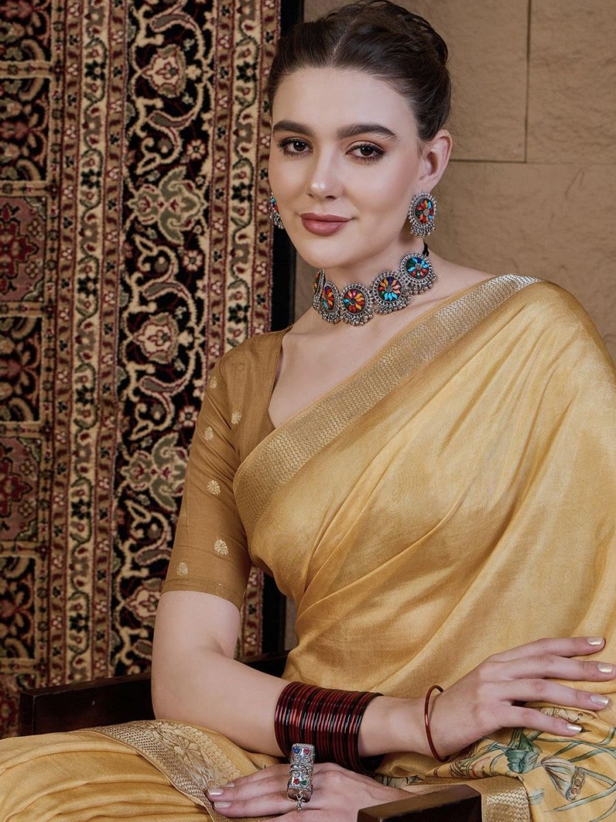Anouk Floral Zari Silk Blend Sungudi Saree
