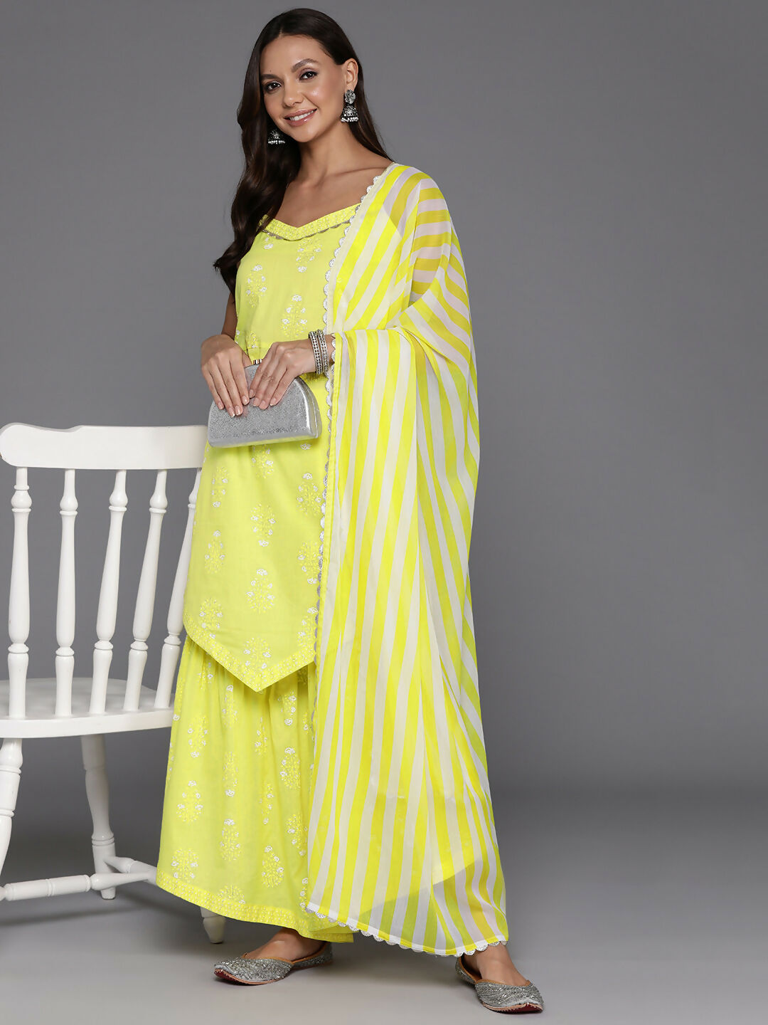 Ahalyaa Women's Traditional wear Kurta Set - Yellow - Distacart