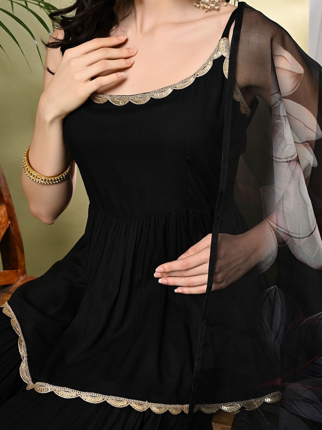 Sangria A-Line Kurti With Sharara & Dupatta - Distacart