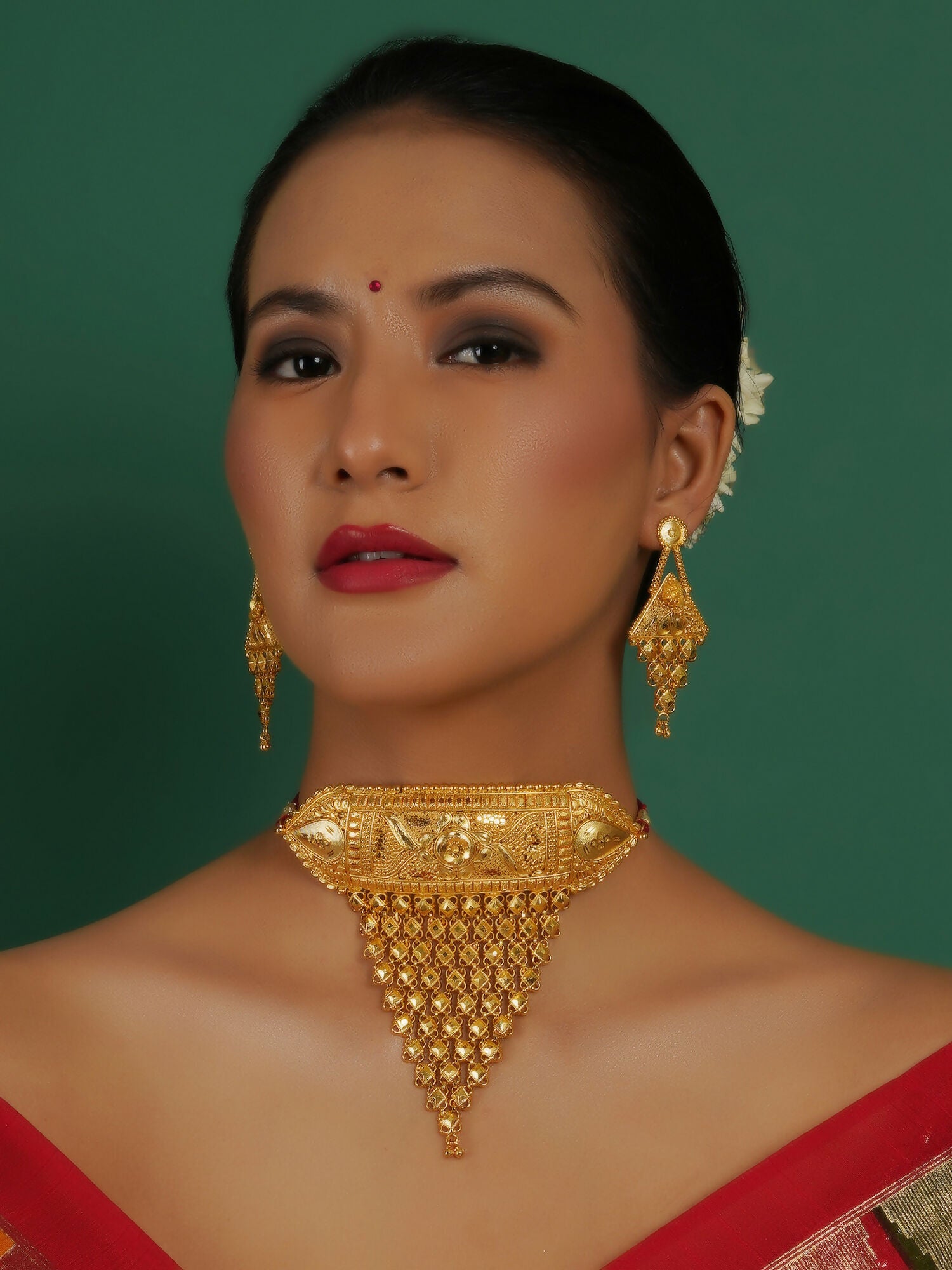 Gold plating jewellery set (Gold) - Ruby Raang - Distacart