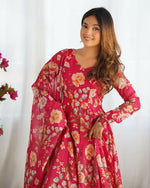 Thumbnail for Joban Fashion Pink Kurta Set Organza Sequin Embroidery Work - Distacart