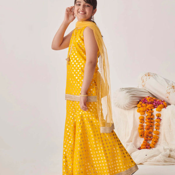 Joban Fashion Girl's Yellow Color Sharara Set