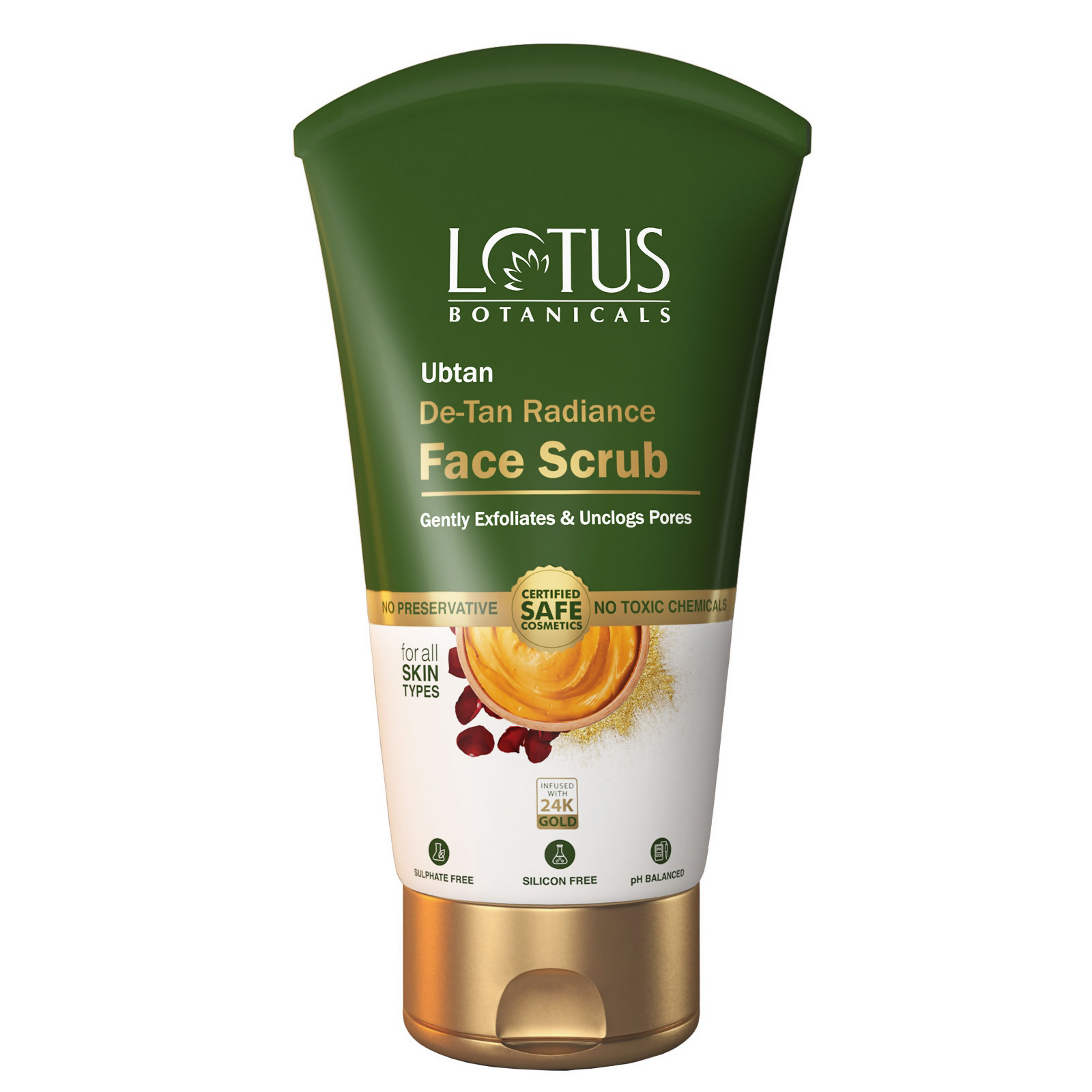 Lotus Botanicals Ubtan De-Tan Radiance Face ScrubInfused with 24K Gold For Gentle Exfoliation - Distacart