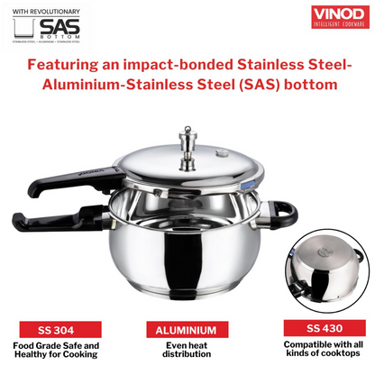 Vinod Splendid Plus Stainless Steel Outer Lid Pressure Cooker - Dista