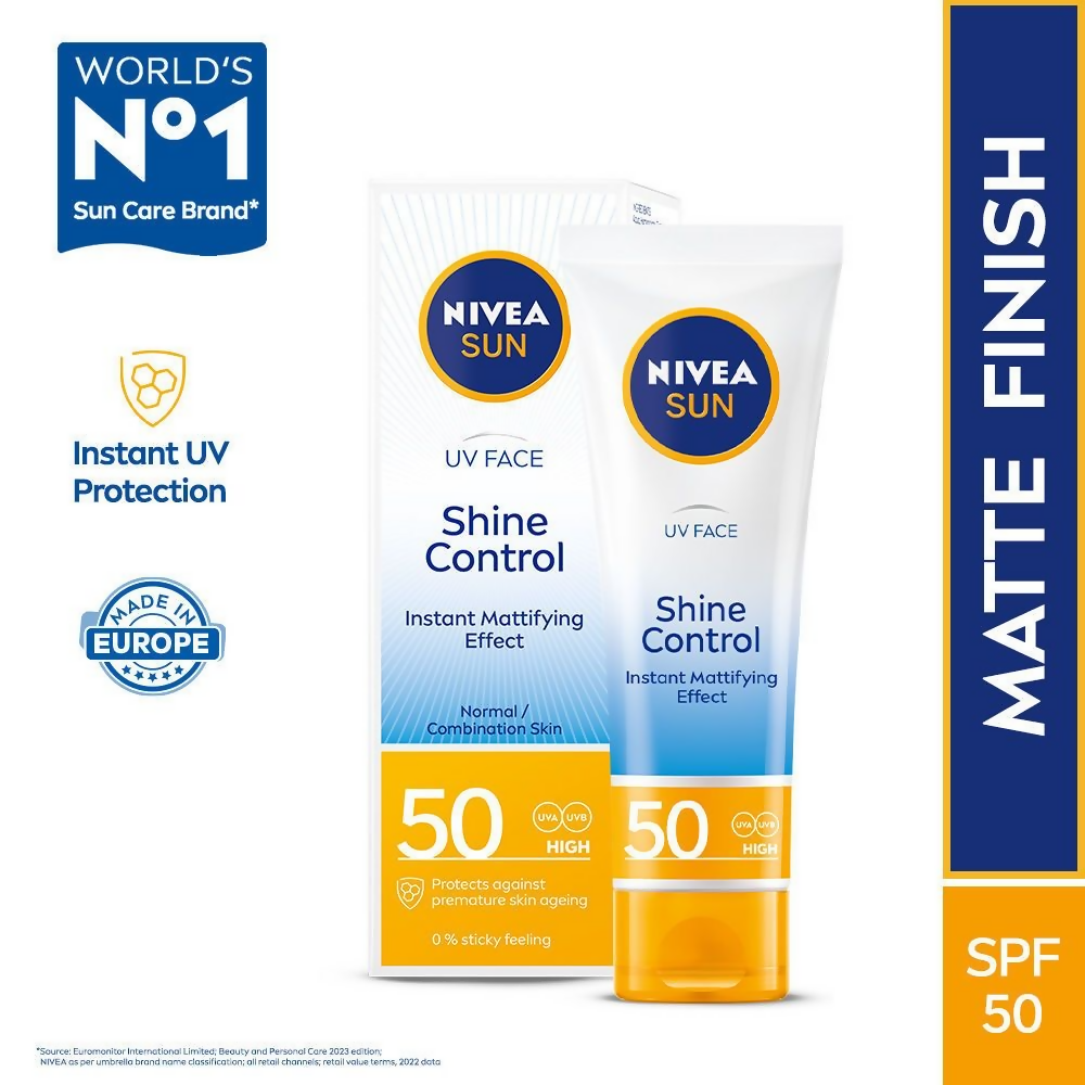Nivea Sun Shine Control SPF 50 Sunscreen Ultra Matte, No White Cast, Instant UV Protection - Distacart