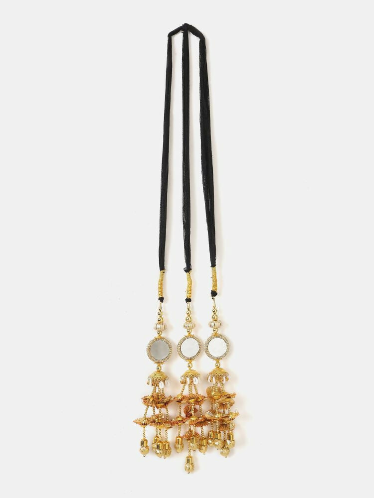 Ruby Raang Gold Gota Pati Work And Black Thread And Shells With Gold Stones Ghungroo - Distacart