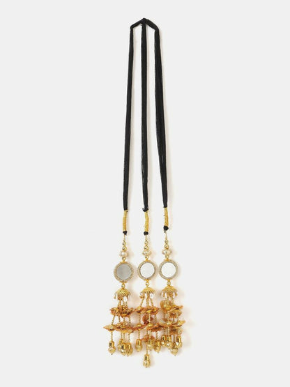Ruby Raang Gold Gota Pati Work And Black Thread And Shells With Gold Stones Ghungroo - Distacart