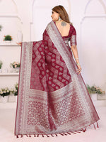 Thumbnail for Aastha Fashion Maroon Georgette Silk Leheriya With Elegant Zari Weaving Saree - Distacart